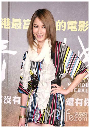 彩色條紋連衣裙