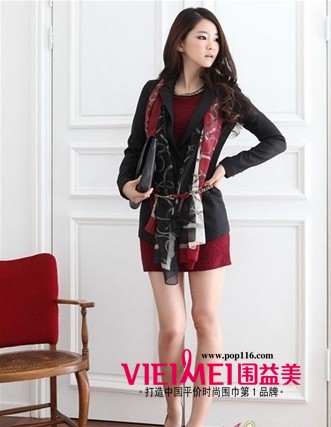 【圍益美絲巾】 韓版時尚絲質(zhì)圍巾 春衣搭配,最新服裝圖片-圍益美商城