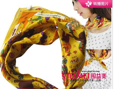 靚麗小方絲巾的系法圖解 系出六月女性的風情,最新服裝圖片-圍益美商城