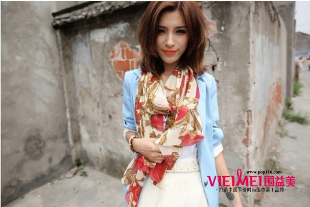 時尚圍巾 美麗女人的必備,最新服裝圖片-圍益美商城