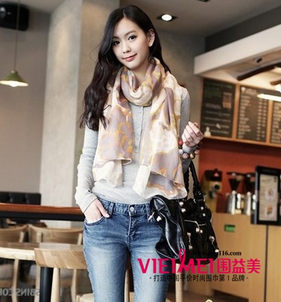 絲巾俏麗搭配 做可愛女生,最新服裝圖片-圍益美商城